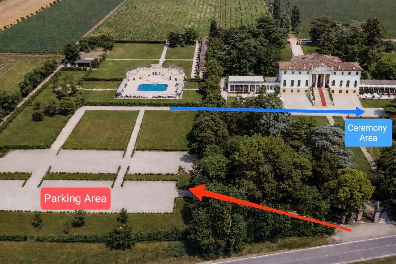 Mappa del parcheggio e dell'area cerimonia